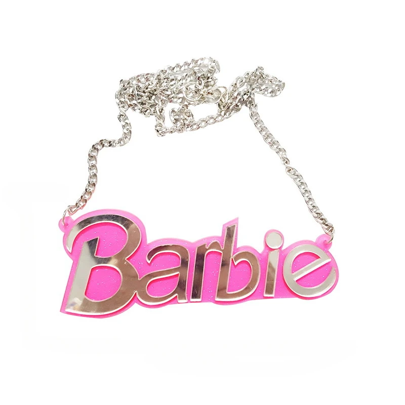 Exaggerate Letter Necklace Barbie Pink Choker Hip Hop Style Collar Chain Women Jewelry Clothes Accessories for Spice Girls Gift the grammar of spice gift wrap