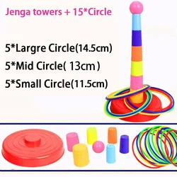 Children's Stacked Circle Game - Fun Indoor Outdoor Interactive Toy (1xTower 15xRings)