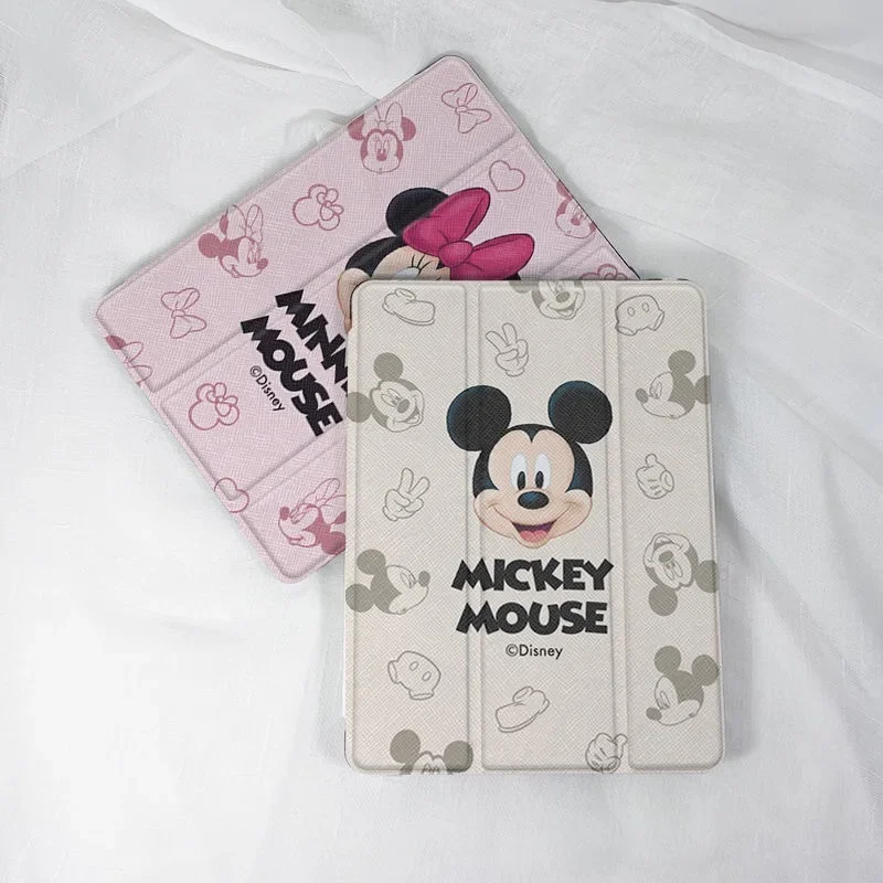 

Cute Mickey Minnie With Pen Slot For iPad Air 2021 10.2 Case Mini 6 Air 4 10.9 Silicone Protective Case iPad Pro 11 Inch Cover