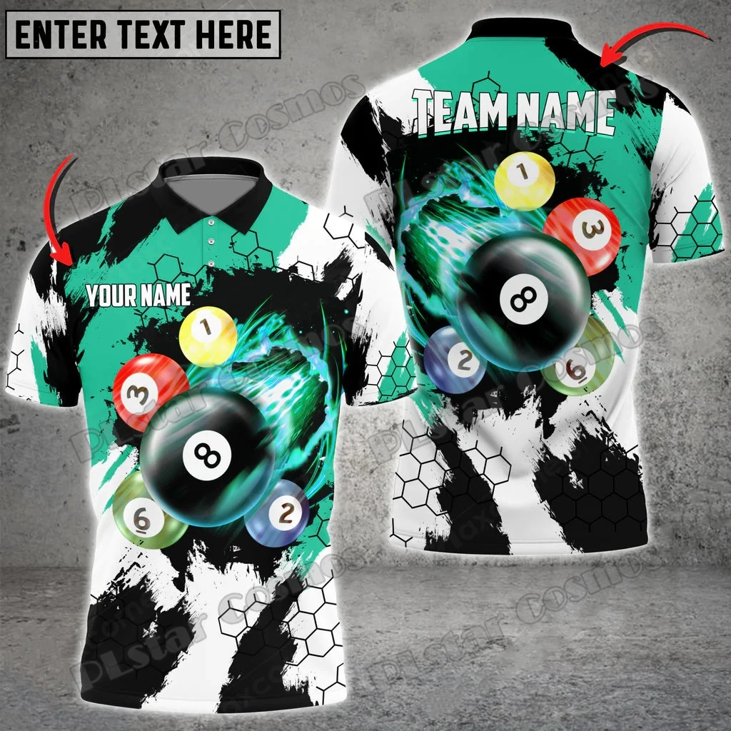 Billard Grunge Textur Mehrfarbig Personalisierter Name 3D Gedruckt Mode Herren Poloshirt Sommer Unisex Casual Poloshirt WK179 – Detail 10