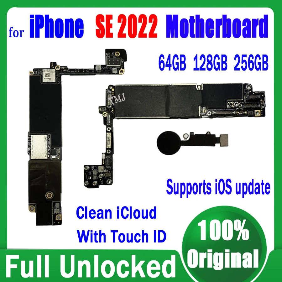 

Free Shipping Factory Unlock For iphone SE 2022 SE3 Motherboard Clean iCloud For iphone SE3 Logic Board No Touch ID Mainboard