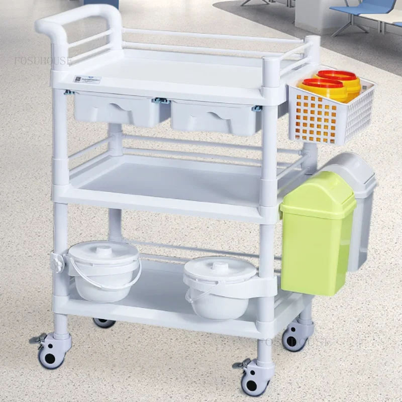 ABS Plastic Multi-layer Trolley Equipment Operating Room Trolley Medical Hospital Instrument Mobile Silent Caster Cart Z