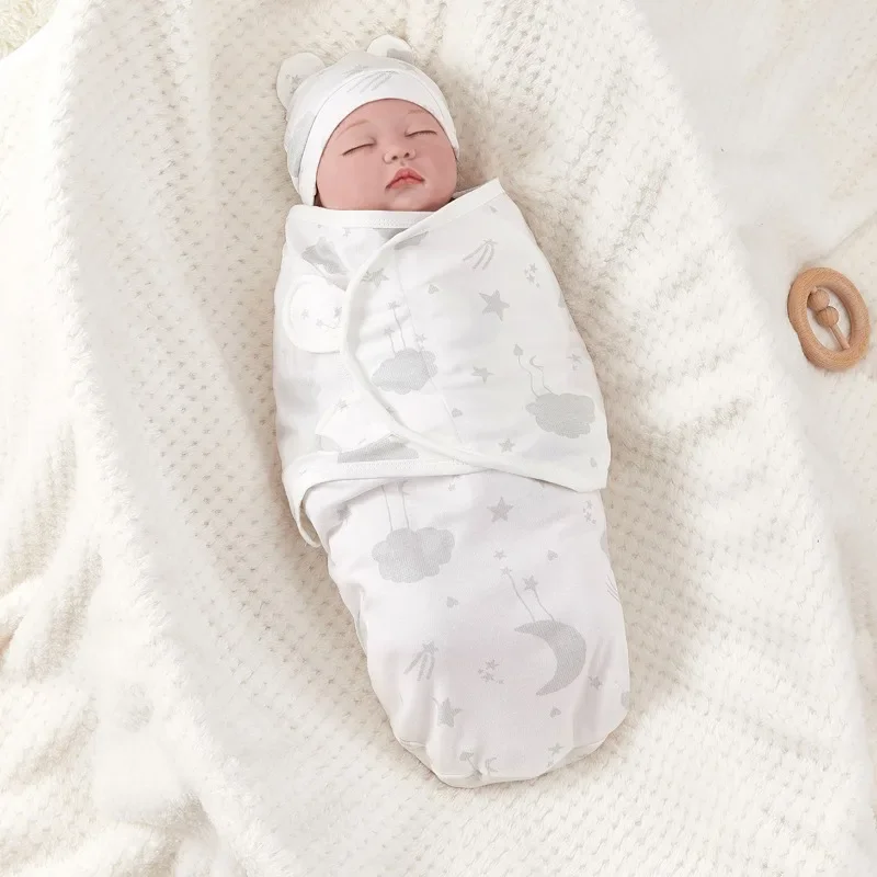 Baby Anti-shock Swaddle Cotton Printed Wrap Spring/Summer Baby Wrap Two-piece Baby Anti-kick Blanket Suitable for 0-3 Months 6