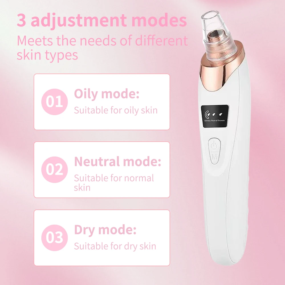 Electric Vacuum Suction Blackhead Remover Facial Pore Cleaner Comedone Spot Acne Pimple Blackhead Extractor USB Rechargeable 4