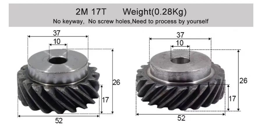 1 Stück Rechtwinkliges Schrägzahnrad 1M 60T 1 Mod 60 Zähne mit 10mm Prozessloch und Ritzel für Maschinenteile – Detail 37