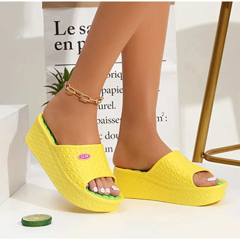 Summer Woman Slippers Thick Bottom Platform Open Toe Females Shoes Solid  Non Slip Ladies Sandals Wear-resistant Slides 2022 New