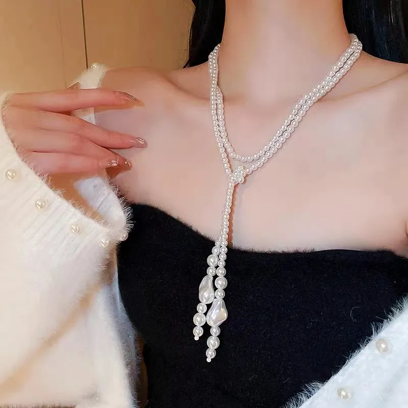 

Bohemian Style Imitation Pearl Women's Necklace Luxurious Exaggerated Long Adjustable Wedding Party Necklace For Women Jewelry