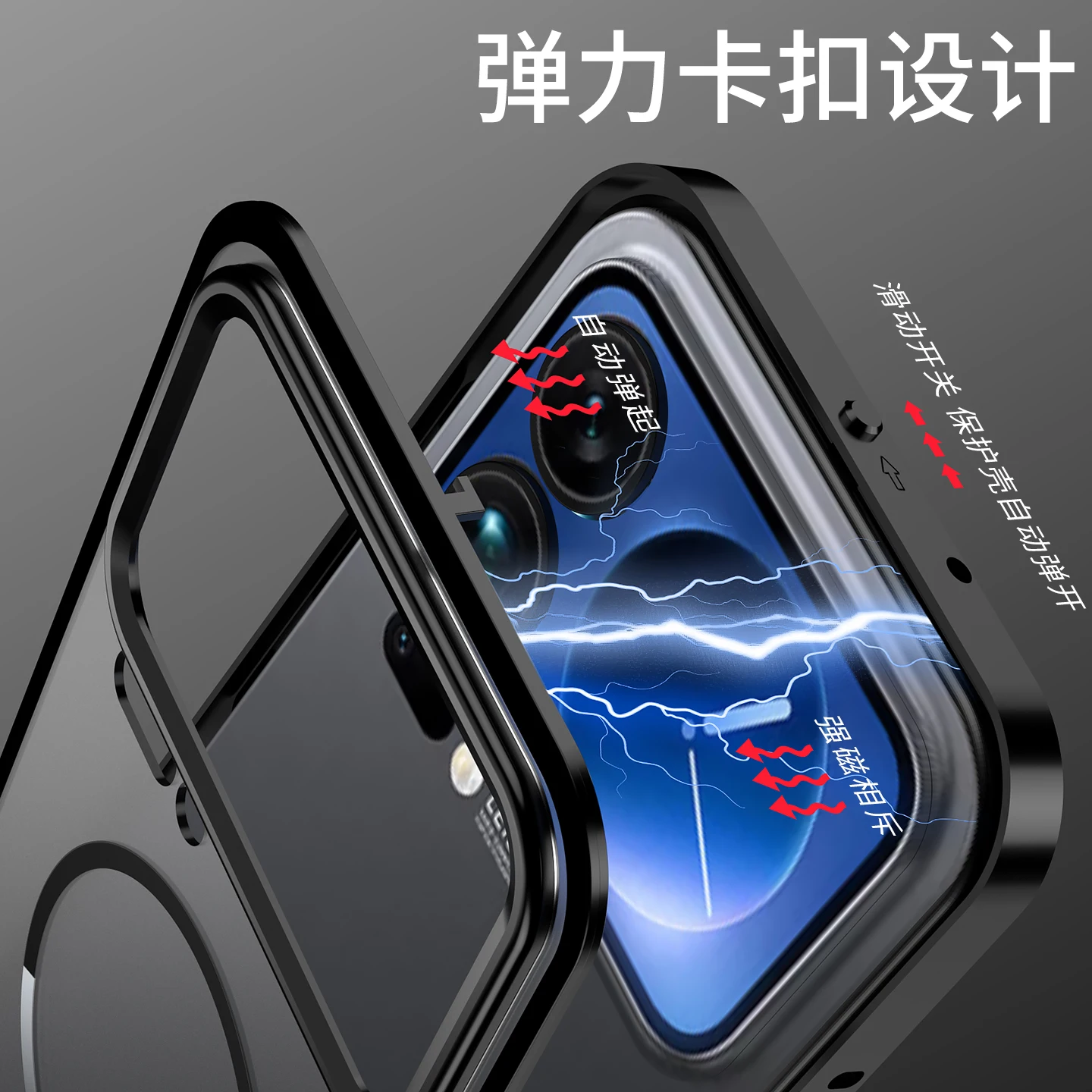 Magnetic Aluminium Frame Magsafe Case with Transparent Acrylic Back Cover