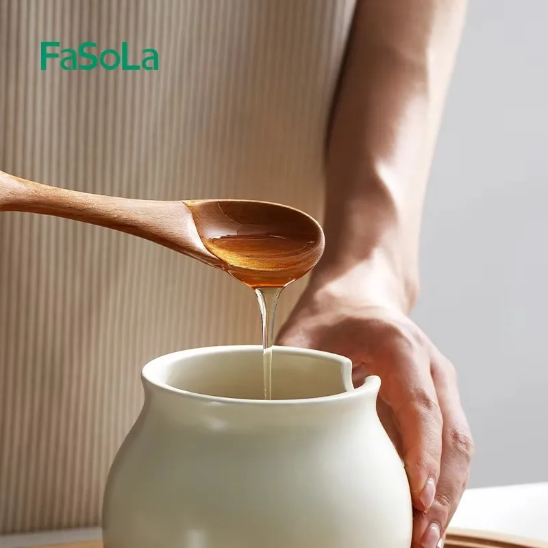 Wooden Spoon Small Ellipse Smooth for Honey Coffee Serving