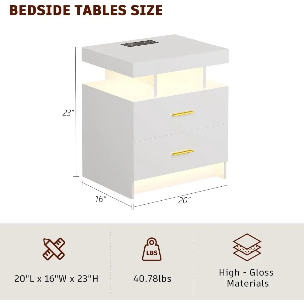 LED Nightstands with Charging Station 2