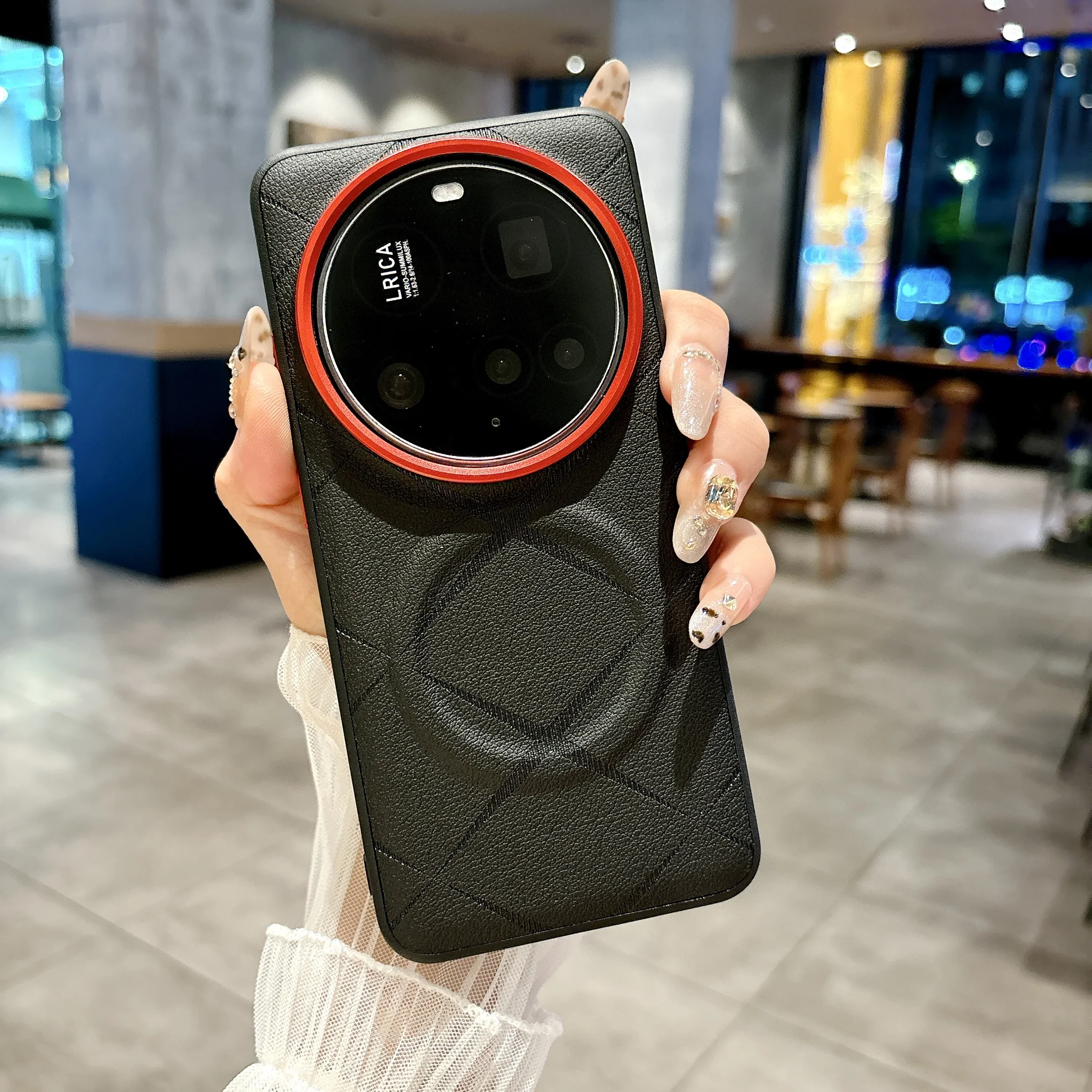 Luxury Leather Magnetic Charging Case with Red Metal Buttons - Shockproof Premium Cover