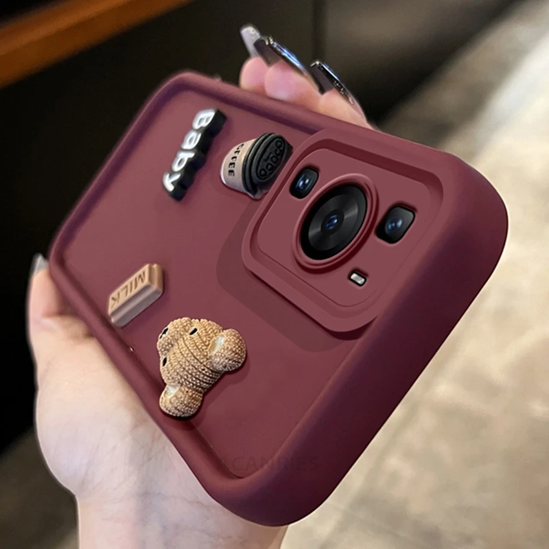 Cute 3D Bear Liquid Silicone Cartoon Soft Phone Case