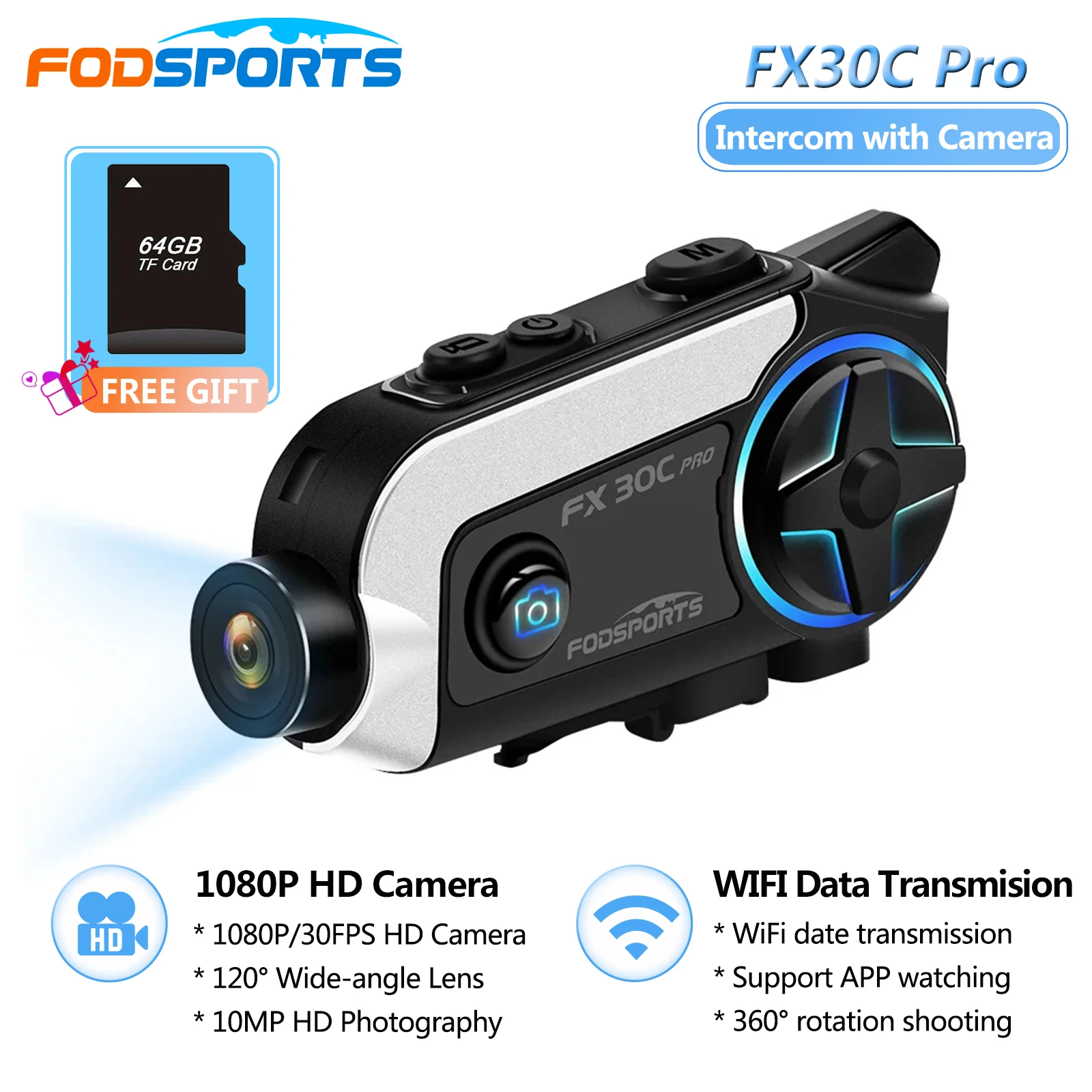 Fodsports FX30c ヘルメットカメラ Fodsports FX30C Pro Motorcycle Intercom for Motorcycle