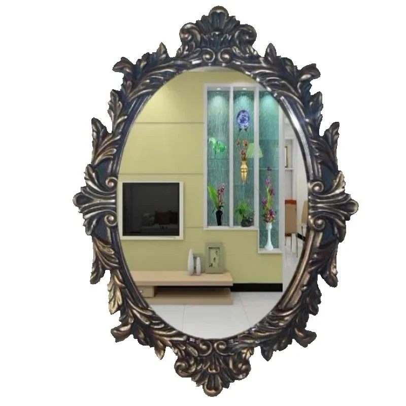 Bronze Ellipse Bathroom European Makeup Carved Entrance Mirror Toilet Espejos Grandes Camera Deko Wohnzimmer Dressing Decorative