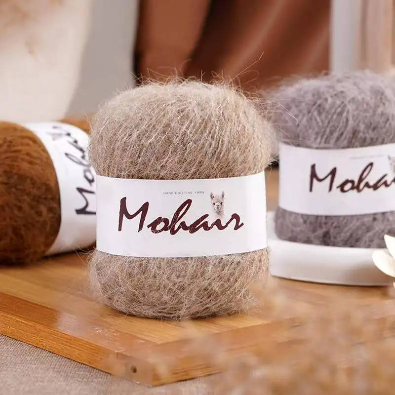 긴털 플레인 모헤어 원사, 수제 공예에 적합한 고품질 원사, 스웨터, 헤어끈 및 작은 장식품 뜨개질에 적합한 원사, 초보자에게 적합한 원사