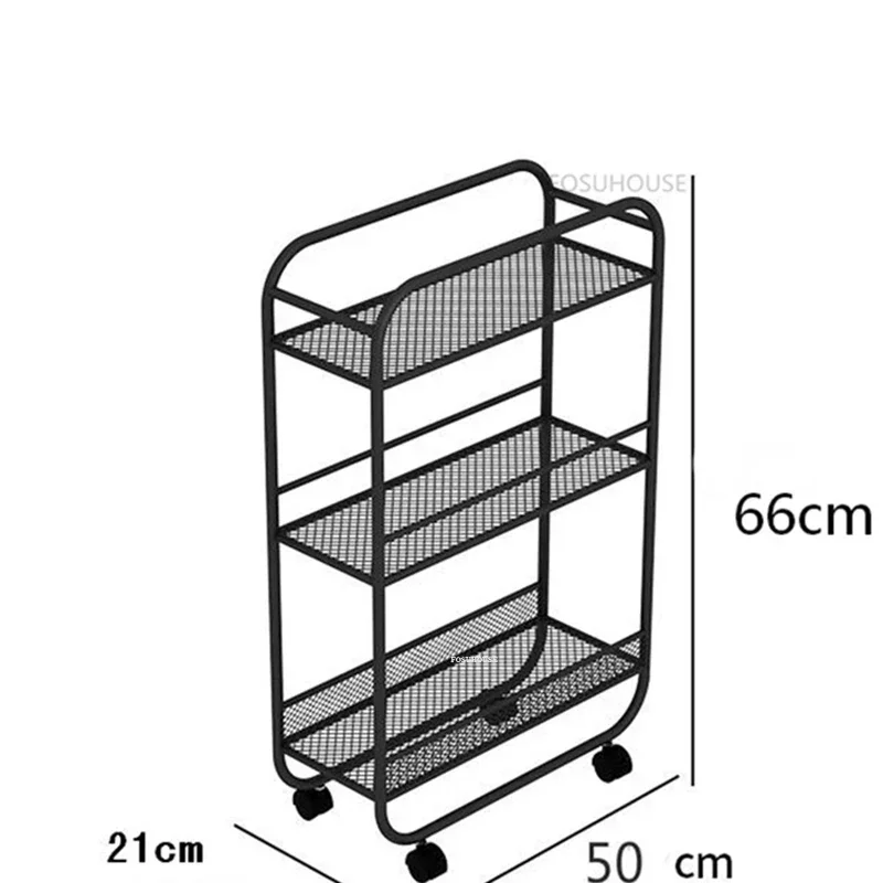 Nordic Stainless Steel Kitchen Trolley for Furniture Storage Cart Light Luxury Multifunction Multilayer Household Auxiliary Cart