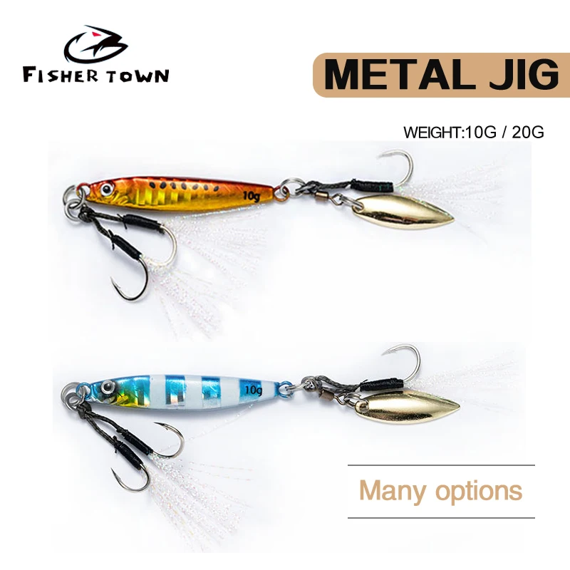 1020gjigShoneHardSpinningBaitFeatherMetaljiggerFishingLure