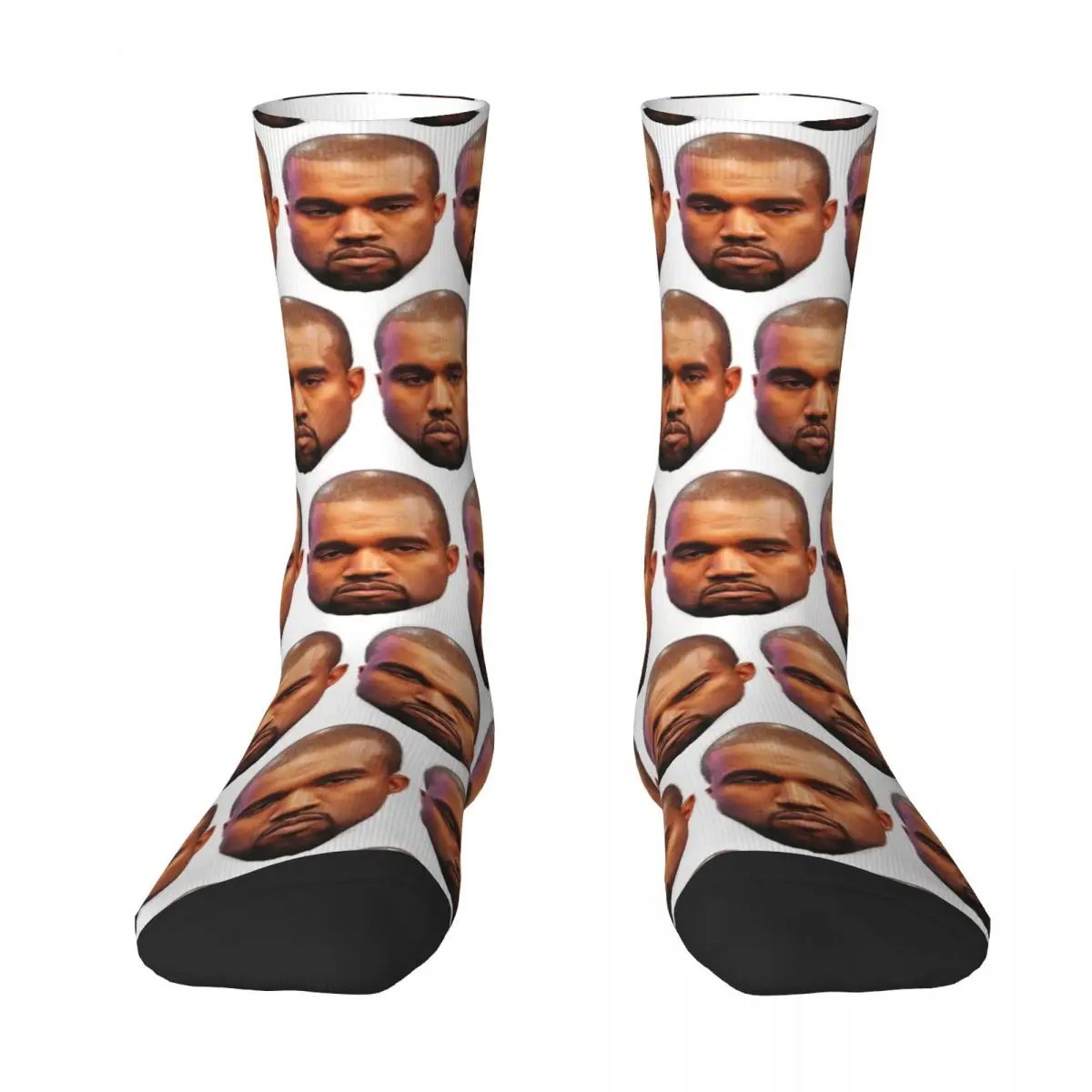 

Casual Kanye West Meme Face Skateboard Socks Funny Polyester Middle Tube Socks for Unisex