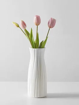 Modern White Flower Vase – Nordic Plastic Basket Design 1