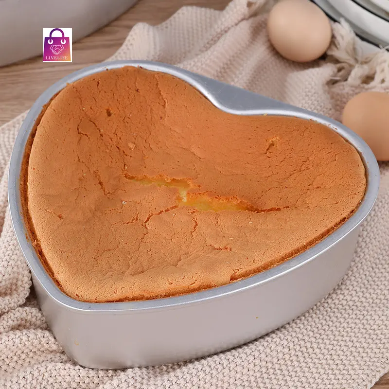 하트 모양 케이크 팬 탈착식 바닥 알루미늄 합금 초콜릿 케이크 팬, 실버 주석 베이킹 몰드 몰드, 3 인치, 5 인치, 6 인치, 8/10 인치 케이크 몰드