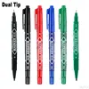 4/8Pcs Waterproof Oil Ink Permanent Art Marker Fineliner Pen 0.5mm 1.0mm Dual Tip For Comics Painting Drawing Writing Stationery 1
