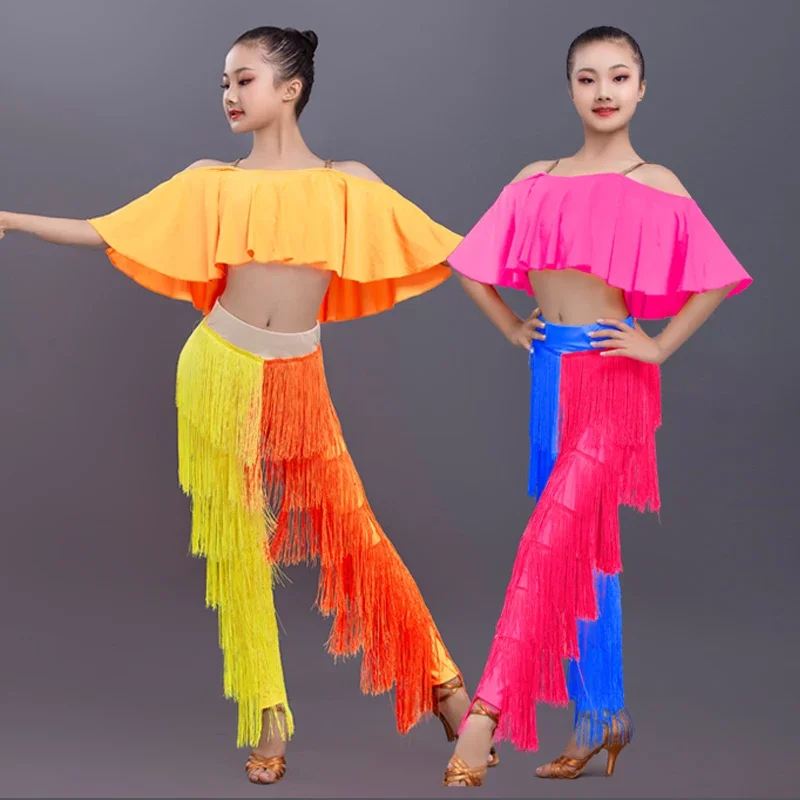 conjunto-de-ropa-de-baile-latino-para-ninas-tops-cortos-amarillos-pantalones-con-flecos-traje-para-ninos-vestido-de-actuacion-disfraz-de-competicion-3482