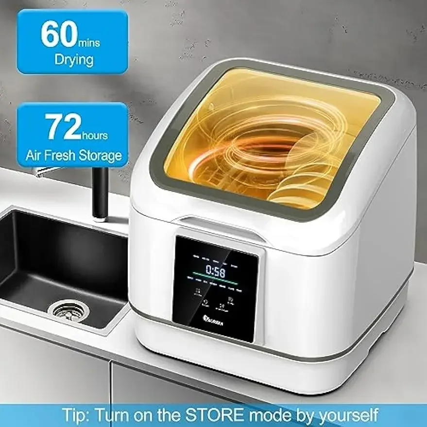 Portable Countertop Dishwasher, IAGREEA Compact Mini Dishwasher With 7 Washing Programs, Auto Water Injection, Anti-Leakage