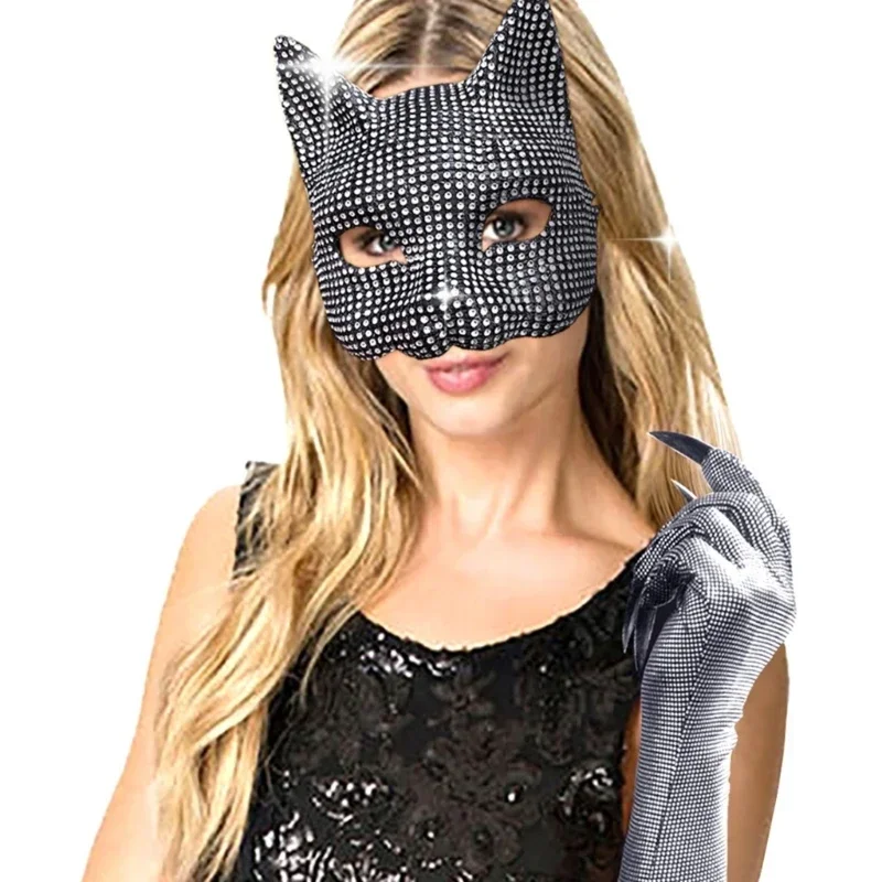 Masker voor volwassenen, handschoenen, nachtclubkostuum, maskerademasker, themafeest, verkleedpak