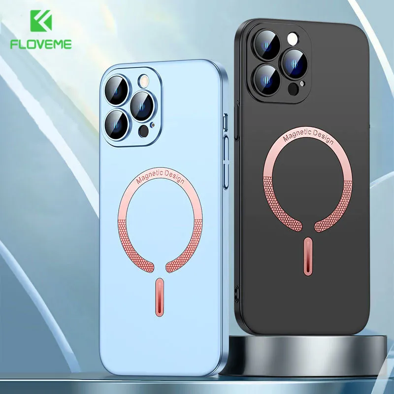 

Ультратонкий ударопрочный чехол из поликарбоната для iPhone 14, iPhone 12, 13, 14 Pro Max, Магнитный защитный стеклянный чехол для объектива