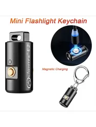 Compact Waterproof USB Rechargeable Keychain Flashlight with Strobe Feature (E2 Mini Flashlight)