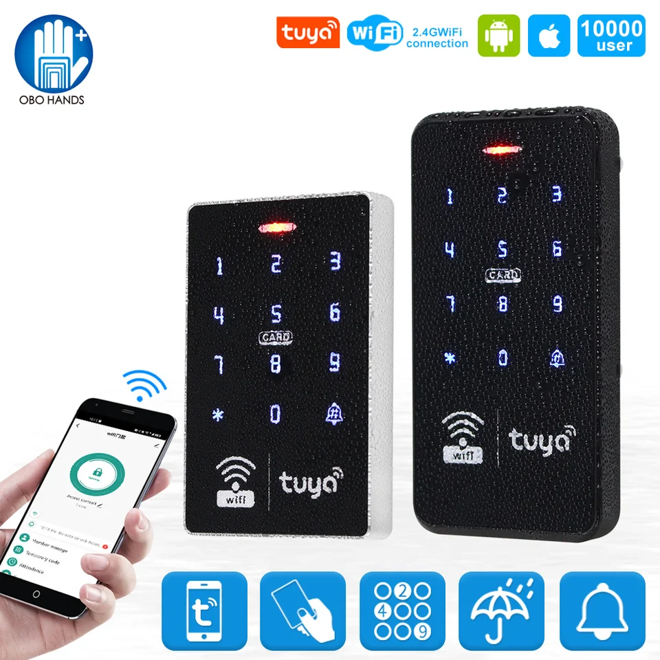 Tastiera WiFi Tuya Controllo Accessi Con RFID E Codici, IP68, 2000 Utenti, 10 Badge Inclusi