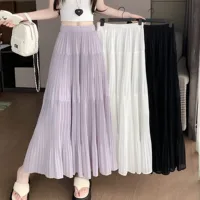 Plus Size Chiffon Skirt For Women Summer Skirt 2025 New Arrival High Elastic Waist Pleated A Line Long Skirt Large Size Skirts - Image 2