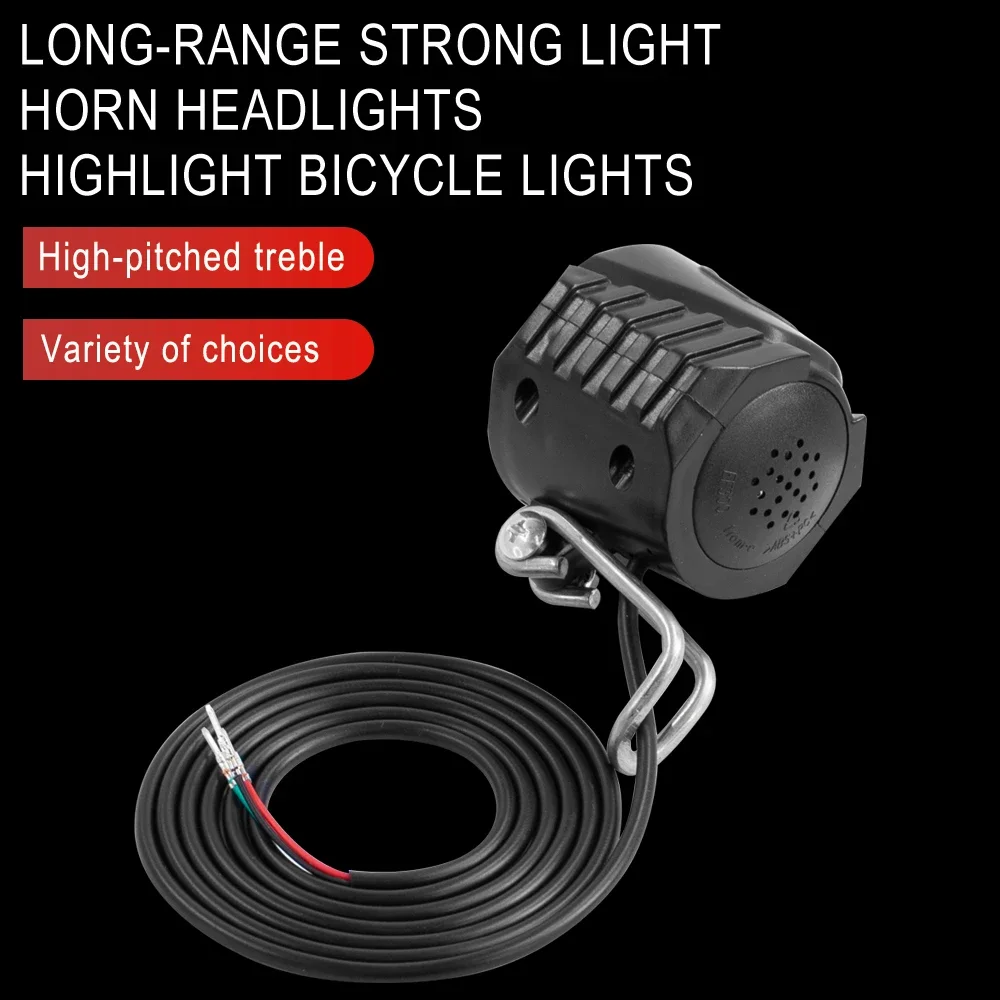 2-in-1-Scheinwerfer für E-Scooter, Elektroroller, 4 LEDs, 36 V, 48 V, 60 V, Warnung, helle Lampe, langlebig, modifiziertes 12-W-Frontlicht mit Hupe – Detail 5