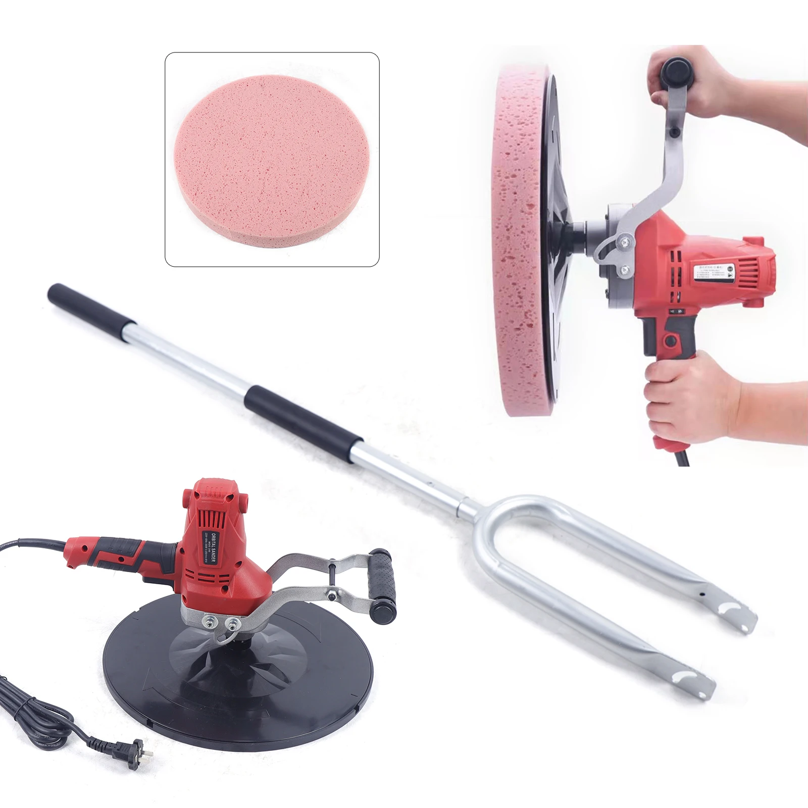 Electric Concrete Cement Mortar Hand-held Trowel Wall Plaster Polishing Smoothing Machine 850W+Retractable Rod 0-200RPM multifunction 220v electric concrete epoxy cement mortar trowel masons plastering bucket trowel tool wall smoothing polishing