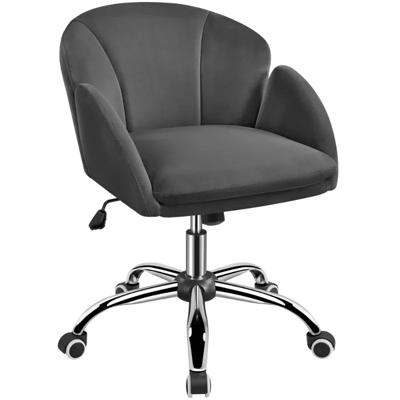 

Modern Velvet Rolling Desk Chair for Home Office, Dark Gray