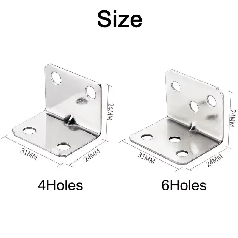 Stainless Steel Corner Brackets 90 Degree Right Angle Fixed Connectors Furniture Bookshelf Cabinet Corner Code L Shaped Bracket