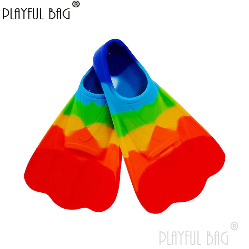 Silicona Bright Rainbow Aletas De Natación Para Niños Firulab - Silicona, Diseño Arcoíris, Para Buceo Y Entrenamiento Aletas Natacion Niños Silicona