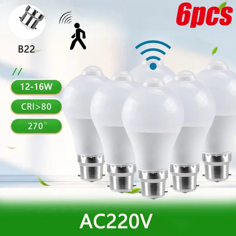 Led Light 220V B22 Motion Sensor Bulb Smart Infrared Bulb Auto On Outdoor Garten Kitchen Bedroom Living Room Decoration Led lamp