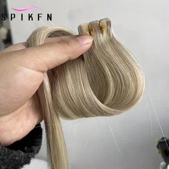 Highlight Blonde Mini Tape in Human Hair Straight Natual Blonde Micro Tape Hair On Glue 10pcs/pack 12-24 Inches 80pcs Full Head