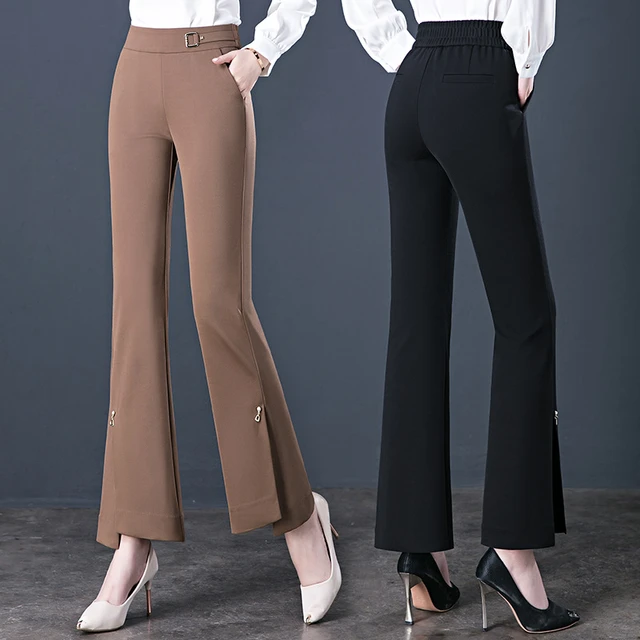 Women's New Pants Casual Loose Ladies Trousers Office Lady Formal Solid  Color Pants Fashon Slim Flared High Waist Trousers - AliExpress