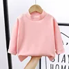 1pcs Spring Autumn Children's T-Shirts Baby Solid Color Warm Top Kid Half High Collar Long Sleeve Base Shirt Boys Girls Tshirts 4