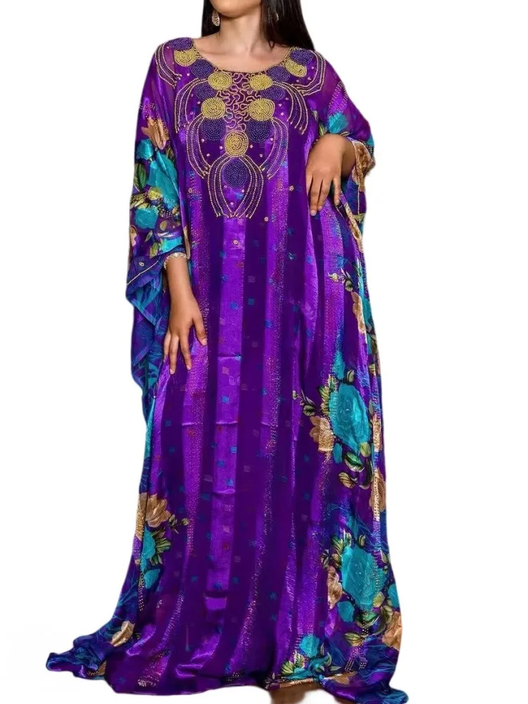 

Dashiki African Dress For Women Gown African Clothes Evening Sequin Printed Long Dress Loose Robe Middle Eastern Muslim Fashion