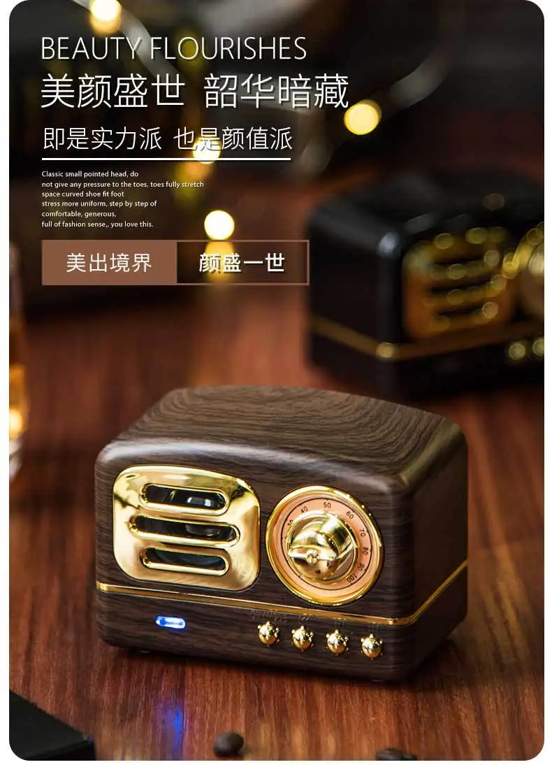 New Wood Mini Vintage Portable Bluetooth Speakers Wireless Speaker For Computer Laptop Car Radio Phone Room Camping Subwoofer