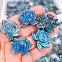 Pierre précieuse de Lotus Labradorite sculptée élégante, artisanat fait à la main, bijoux en cristal de roche, accessoire de bricolage pour la décoration de la maison, idéal pour les types, 1 pièce 5