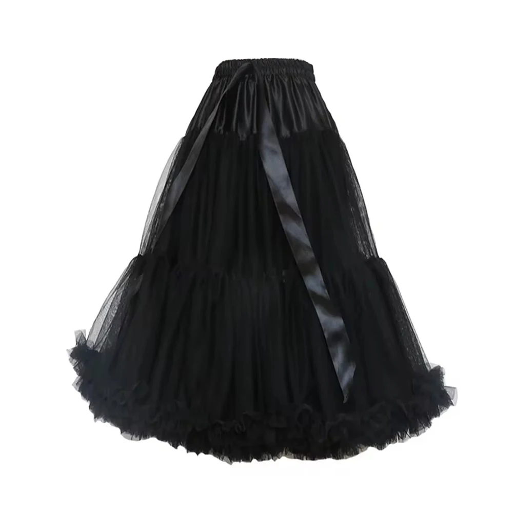 Fashion Puffy Layered Tulle Skirt Fluffy Underskirt Short Petticoat Lolita Cosplay Crinoline Petticoat Dance Prom Dress 65CM