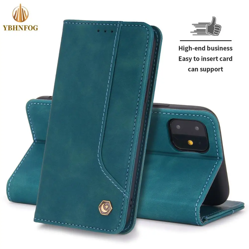 Luxury Magnetic Leather Wallet Phone Case with Card Slots and Stand Feature