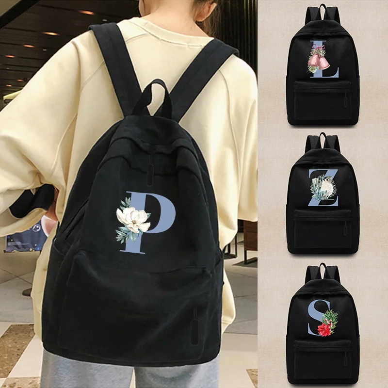 

Teen Unisex Travel Backpacks for Women Shoulders Bag Commute Sport Laptop Knapsack Blue Letter Print College Student School Bags