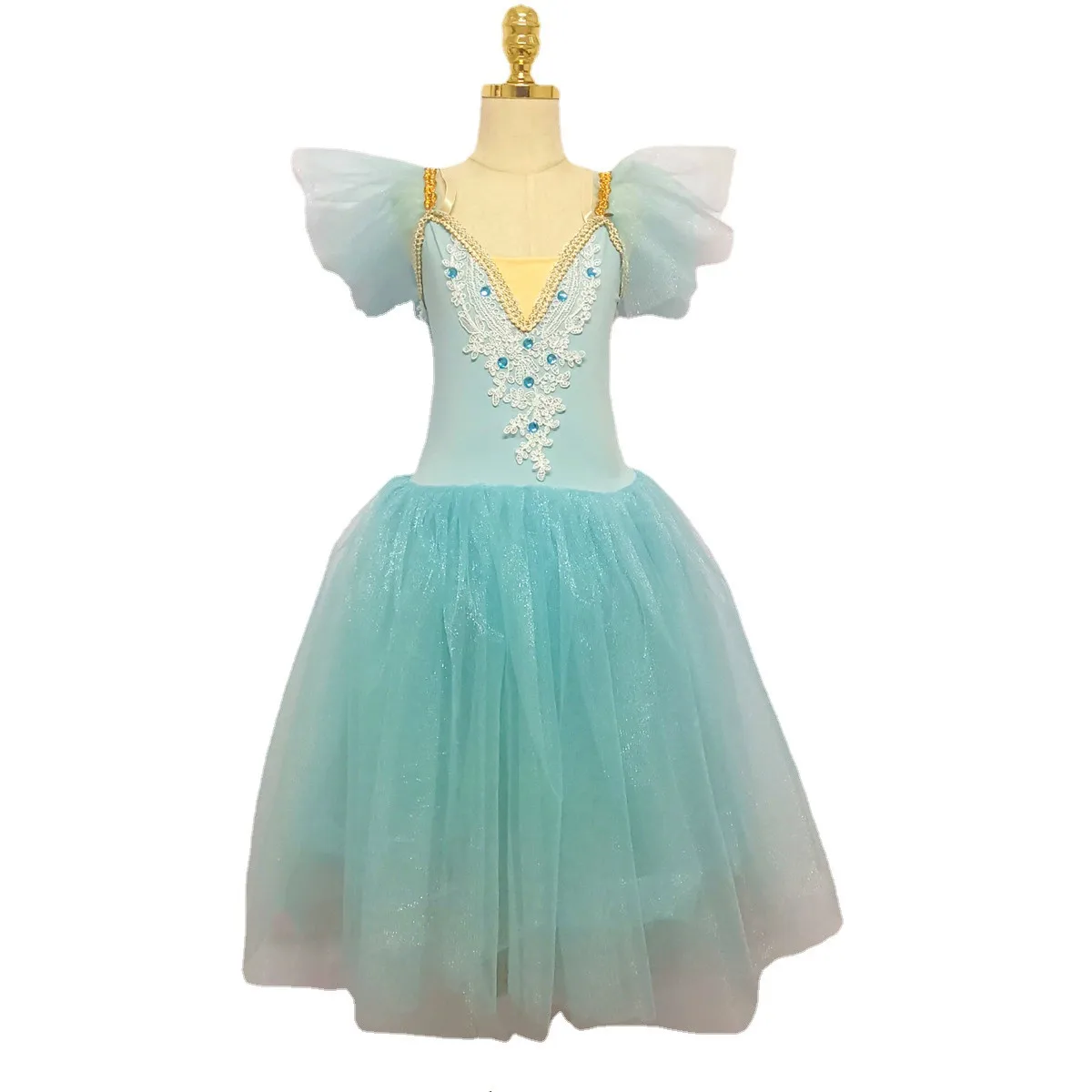 

Blue Ballet Tutu Skirt Costumes Swan Lake Belly Dance Tutu Skirt Girls Performance Long Dress