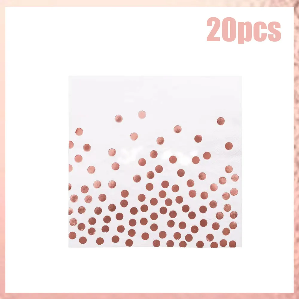 Pink birthday party Paper Tableware Disposable set Rose gold dinner plate Napkins plates Straws party supplies Dinnerware