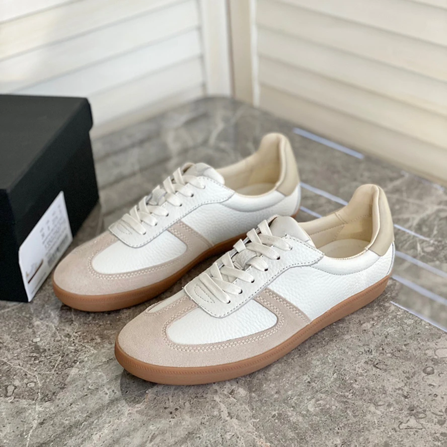 Jenny&Dave Fashion Comfortable Breathable Sneakers Woman Vintage Colorblock Trainers Vulcanized Shoes Women Genuine Leather